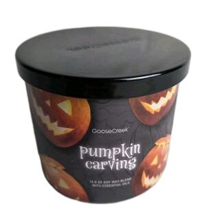 GOOSE CREEK Halloween PUMPKIN CARVING 3 Wick Scented Candle 14.5oz Ltd Edition